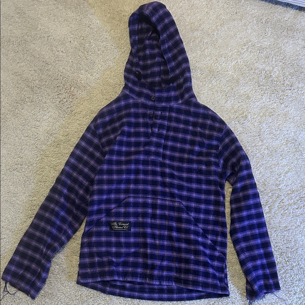Plaid Hooded Vermont Flannel Company Sweatshirt in Purple